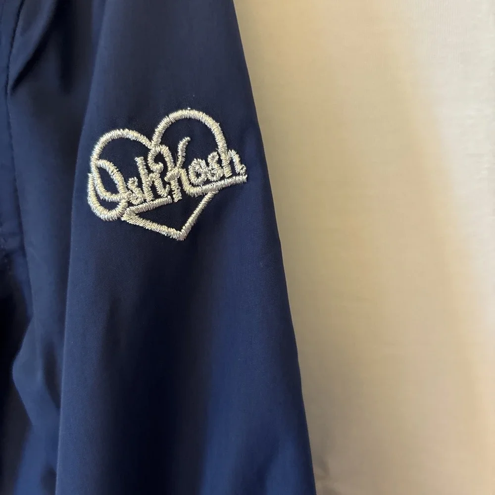 Osh Kosh B'gosh Rain Coat Jacket Girls 5/6 Blue Full Zip Hooded Pockets NWOT